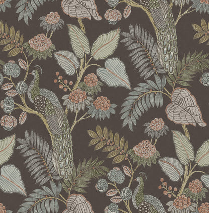 Chris Loves Julia Geneva Peacock Wallpaper - Chocolate