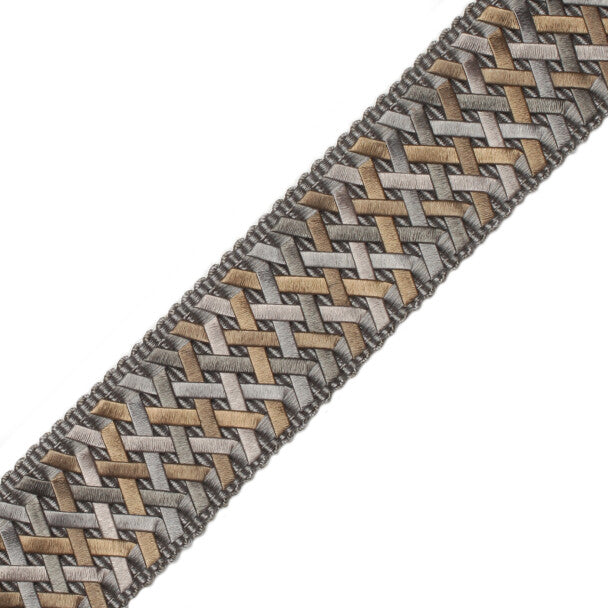 1.4" Normandy Handwoven Border Trim by Samuel & Sons in Gris