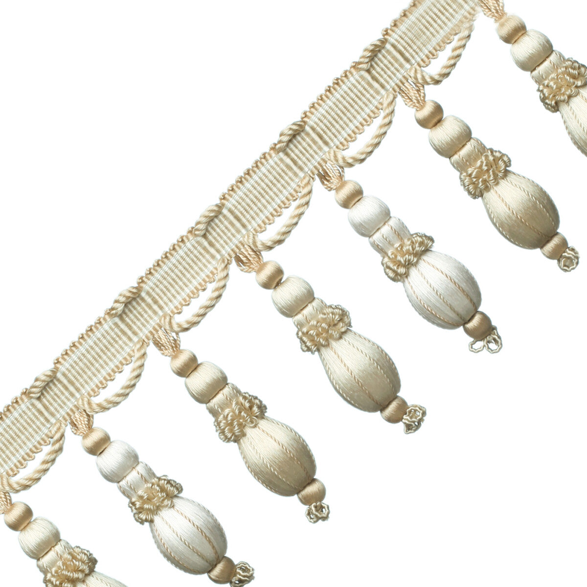 Normandy Silk Ornamental Fringe Trim by Samuel & Sons in Ivory