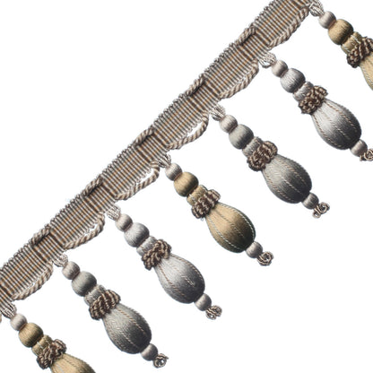 Normandy Silk Ornamental Fringe Trim by Samuel & Sons in Gris