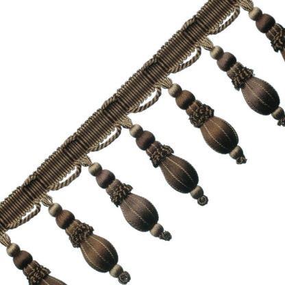 Normandy Silk Ornamental Fringe Trim by Samuel & Sons in Cocoa