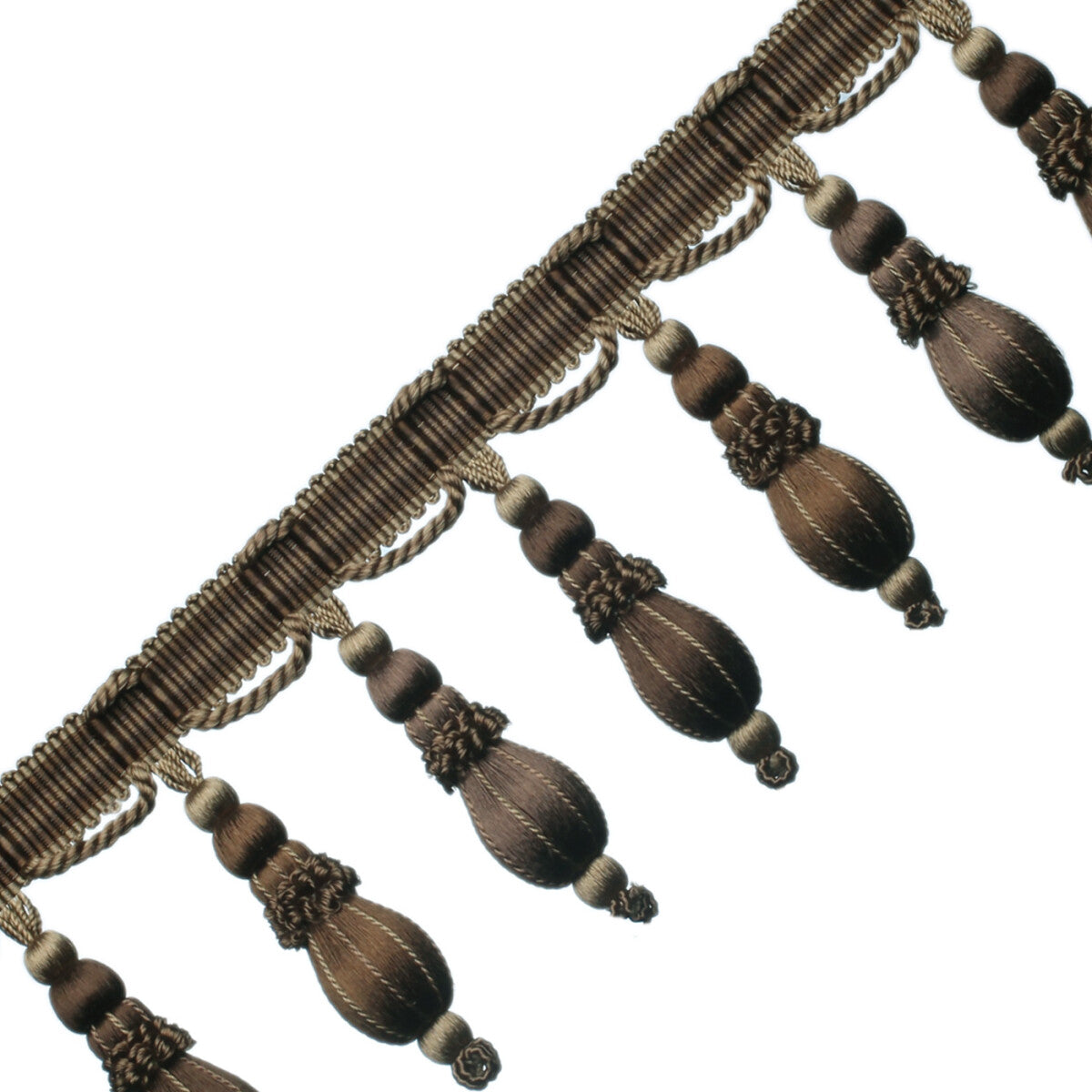 Normandy Silk Ornamental Fringe Trim by Samuel & Sons in Cocoa