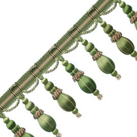 Normandy Silk Ornamental Fringe Trim by Samuel & Sons in Endive
