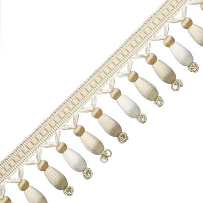Normandy Silk Beaded Fringe Trim by Samuel & Sons in Ivory