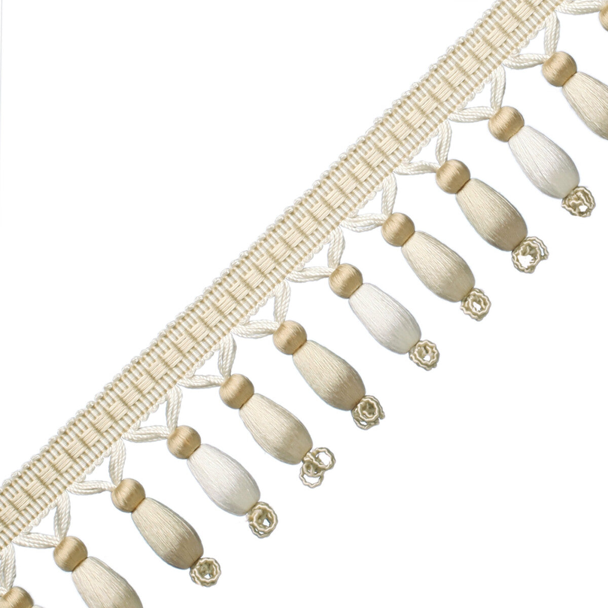 Normandy Silk Beaded Fringe Trim by Samuel & Sons in Ivory