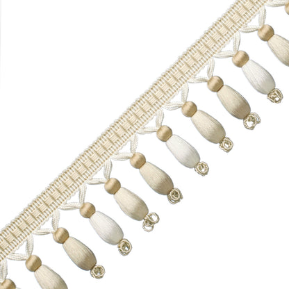 Normandy Silk Beaded Fringe Trim by Samuel & Sons in Ivory
