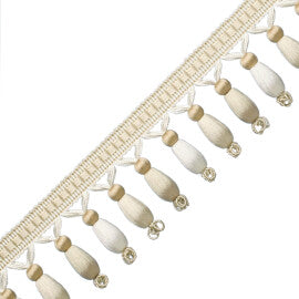 Normandy Silk Beaded Fringe Trim by Samuel & Sons in Ivory