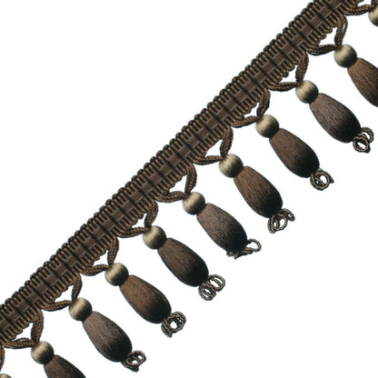 Normandy Silk Beaded Fringe Trim by Samuel & Sons in Cocoa