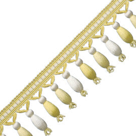 Normandy Silk Beaded Fringe Trim by Samuel & Sons in Chiffon