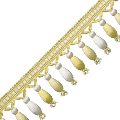 Normandy Silk Beaded Fringe Trim by Samuel & Sons in Chiffon