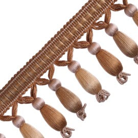 Normandy Silk Beaded Fringe Trim by Samuel & Sons in Nuance D'Or