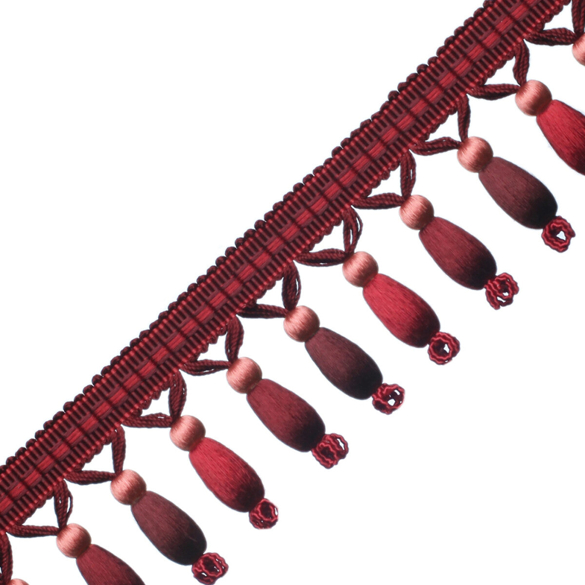 Normandy Silk Beaded Fringe Trim by Samuel & Sons in Rouge