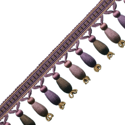 Normandy Silk Beaded Fringe Trim by Samuel & Sons in Raisin