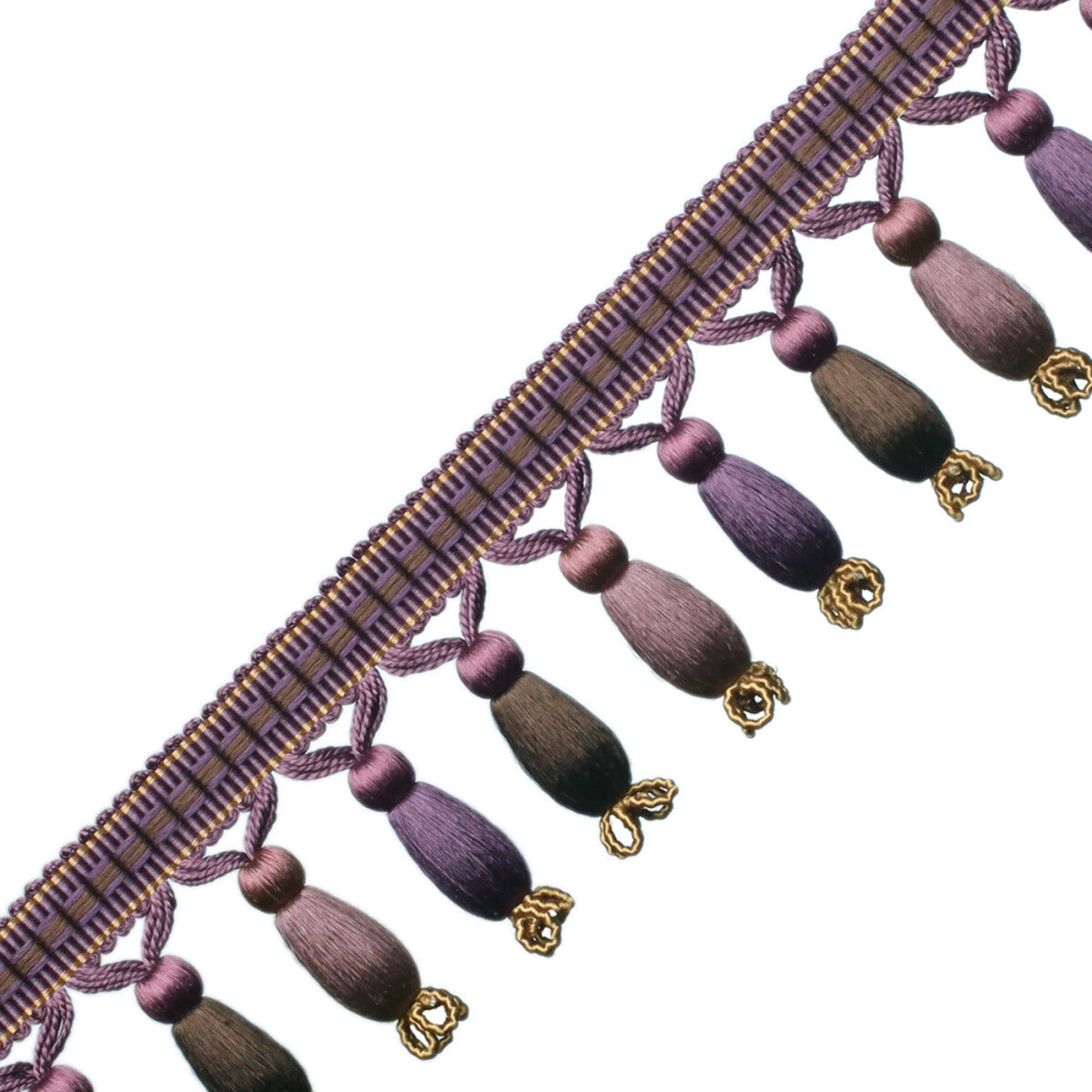 Normandy Silk Beaded Fringe Trim by Samuel & Sons in Raisin
