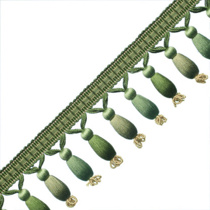 Normandy Silk Beaded Fringe Trim by Samuel & Sons in Endive