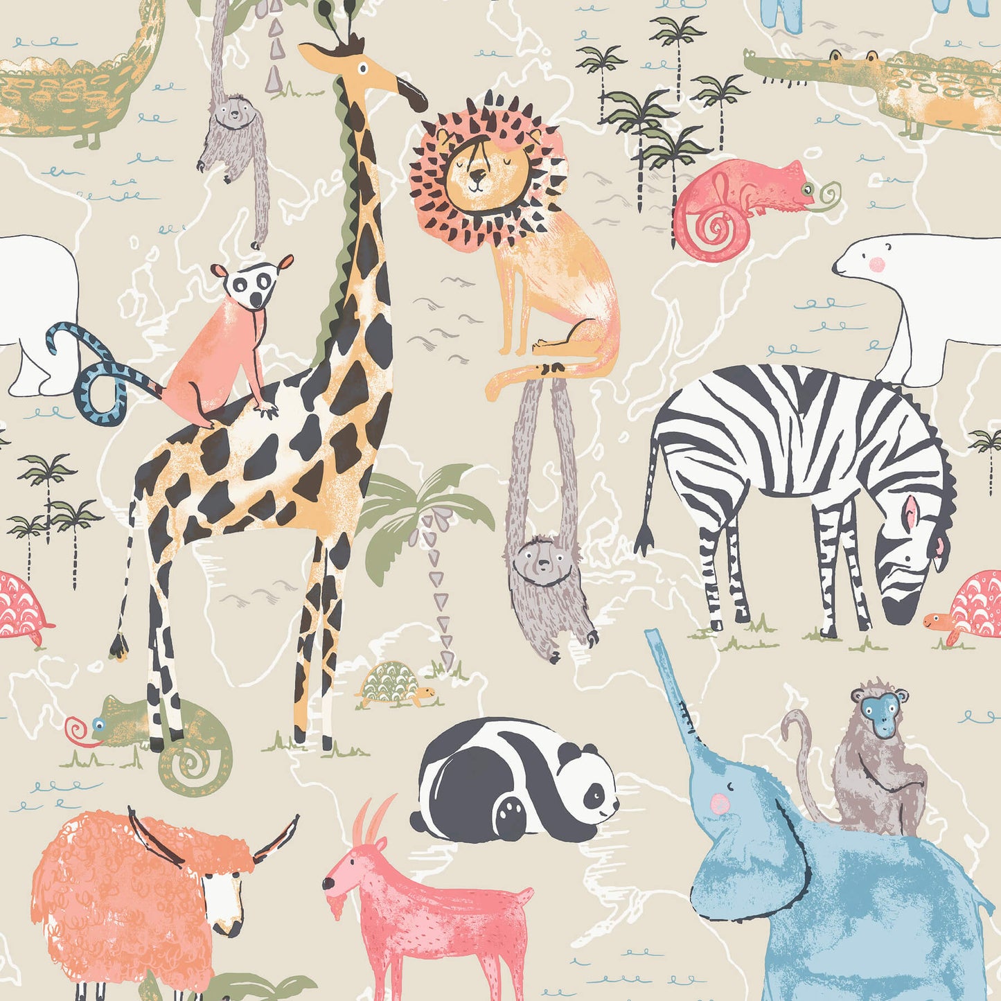 World of Imagination Safari Animals Wallpaper