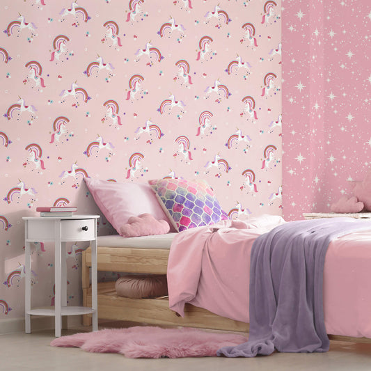 World of Imagination Rainbow Unicorn Wallpaper