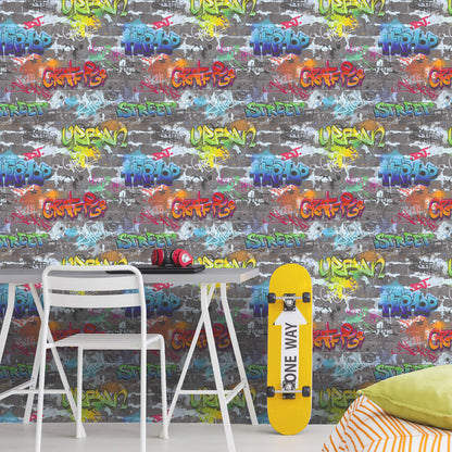 World of Imagination Graffiti Wall Wallpaper