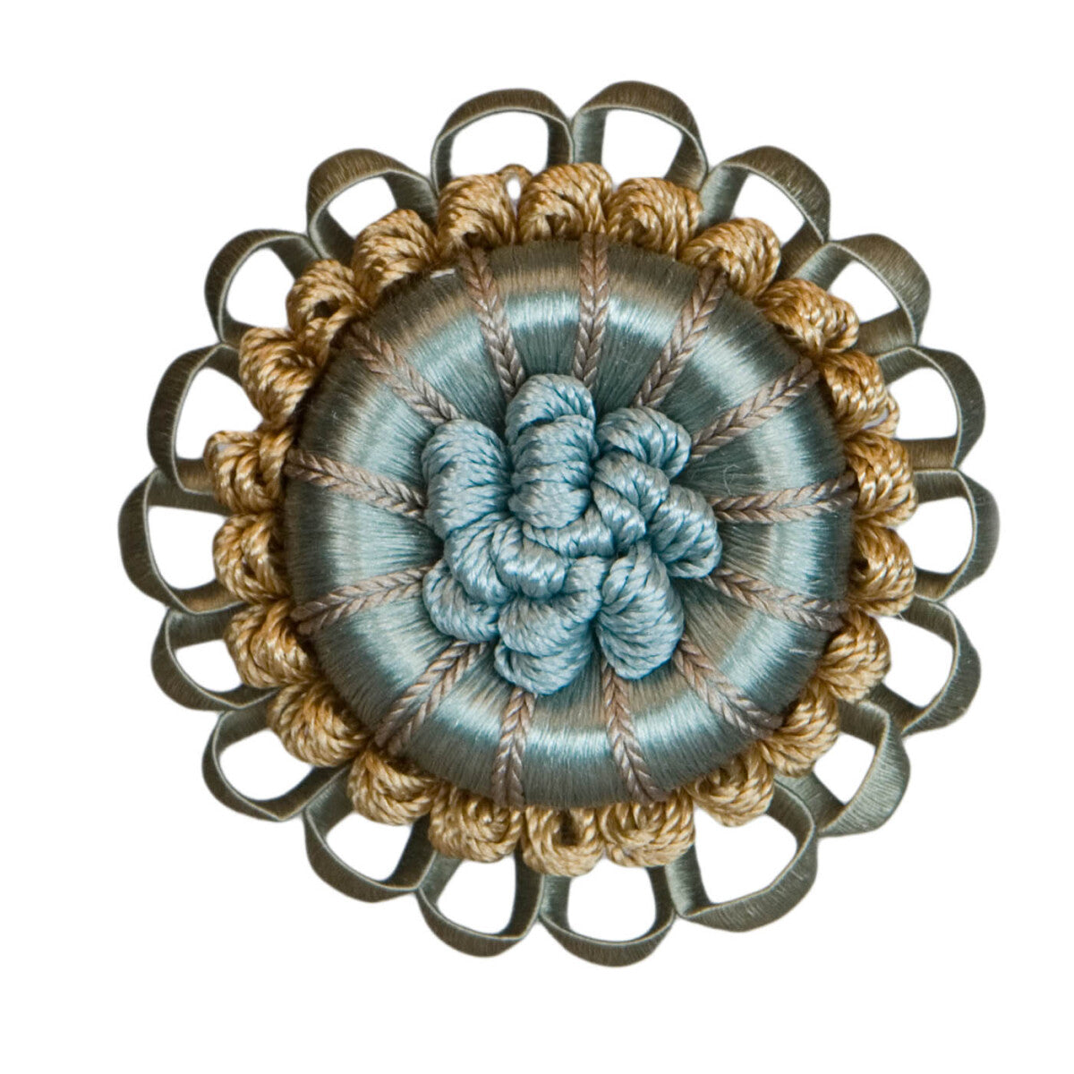 2.5" Normandy Silk Rosette by Samuel & Sons in Mediterranean