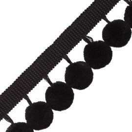 Dolce Pom Pom Fringe Trim by Samuel & Sons in Black Licorice