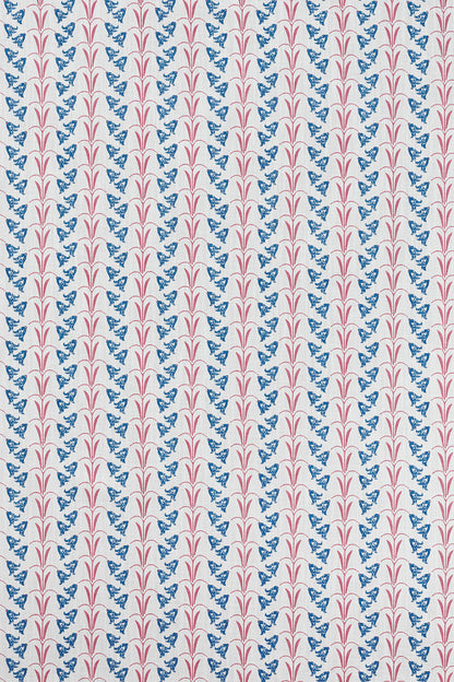 Bluebells Fabric by Barneby Gates Blue/Raspberry