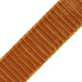 2" Chloe Pleated Velvet Border Trim by Samuel & Sons in Copper
