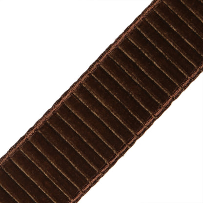 2" Chloe Pleated Velvet Border Trim by Samuel & Sons in Truffle