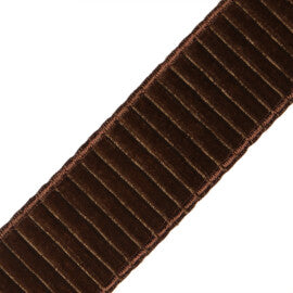 2" Chloe Pleated Velvet Border Trim by Samuel & Sons in Truffle