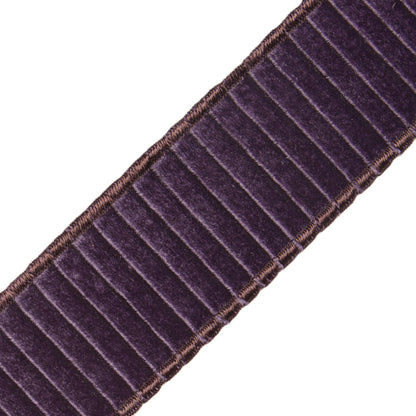 2" Chloe Pleated Velvet Border Trim by Samuel & Sons in Plum