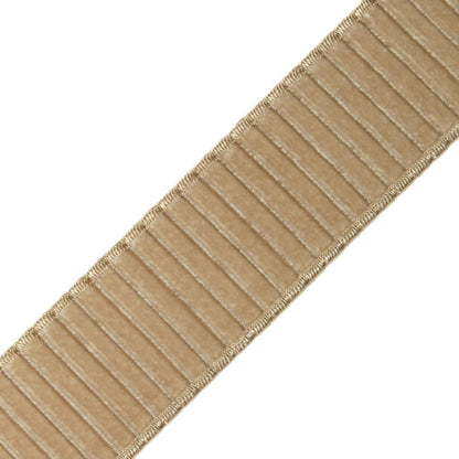 2" Chloe Pleated Velvet Border Trim by Samuel & Sons in Taupe