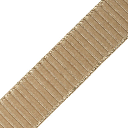2" Chloe Pleated Velvet Border Trim by Samuel & Sons in Taupe