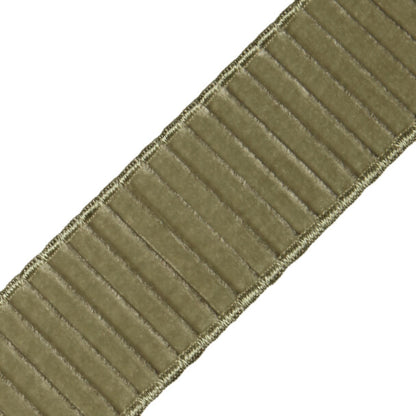 2" Chloe Pleated Velvet Border Trim by Samuel & Sons in Khaki