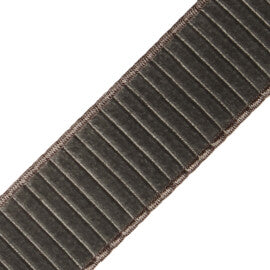 2" Chloe Pleated Velvet Border Trim by Samuel & Sons in Mercury