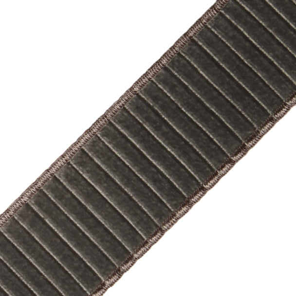 2" Chloe Pleated Velvet Border Trim by Samuel & Sons in Mercury