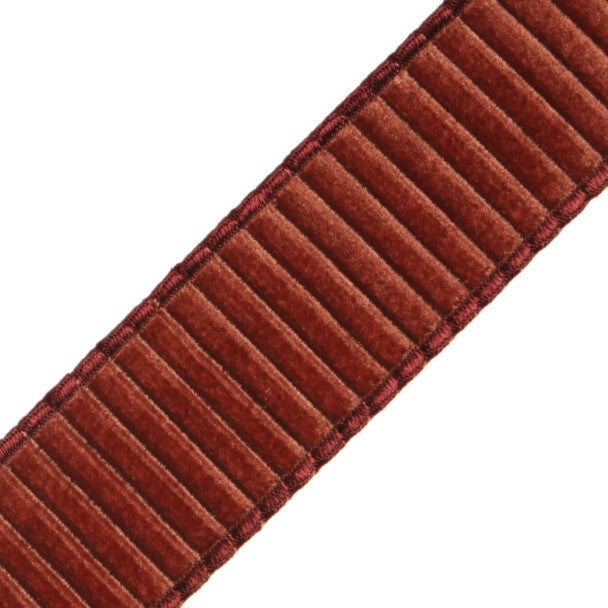 2" Chloe Pleated Velvet Border Trim by Samuel & Sons in Henna