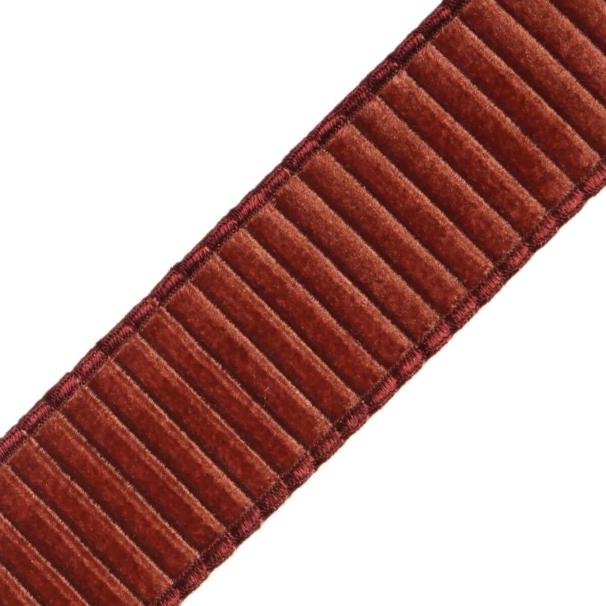 2" Chloe Pleated Velvet Border Trim by Samuel & Sons in Henna