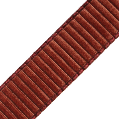 2" Chloe Pleated Velvet Border Trim by Samuel & Sons in Henna