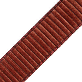 2" Chloe Pleated Velvet Border Trim by Samuel & Sons in Henna