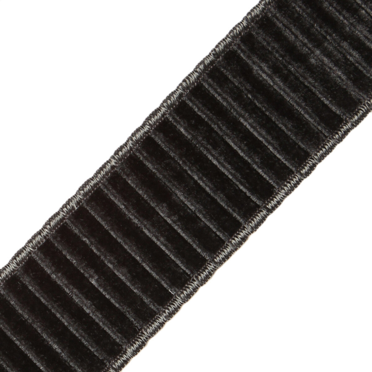 2" Chloe Pleated Velvet Border Trim by Samuel & Sons in Raven