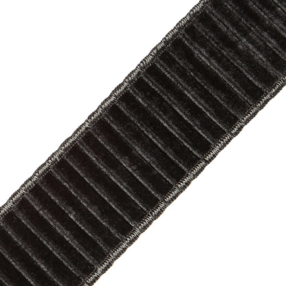 2" Chloe Pleated Velvet Border Trim by Samuel & Sons in Raven
