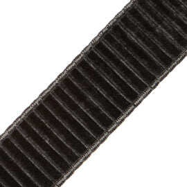 2" Chloe Pleated Velvet Border Trim by Samuel & Sons in Raven