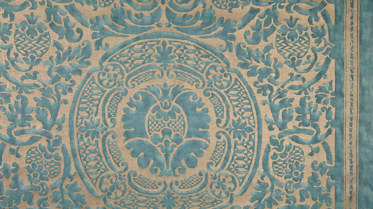 Orsini Blue-green & silvery gold texture