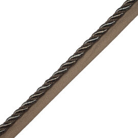 3/8" Aurelia Cord With Tape Trim by Samuel & Sons in Gris