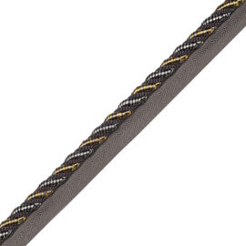 3/8" Aurelia Cord With Tape Trim by Samuel & Sons in Charcoal/Citron