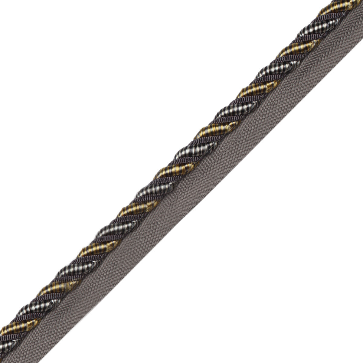 3/8" Aurelia Cord With Tape Trim by Samuel & Sons in Charcoal/Citron