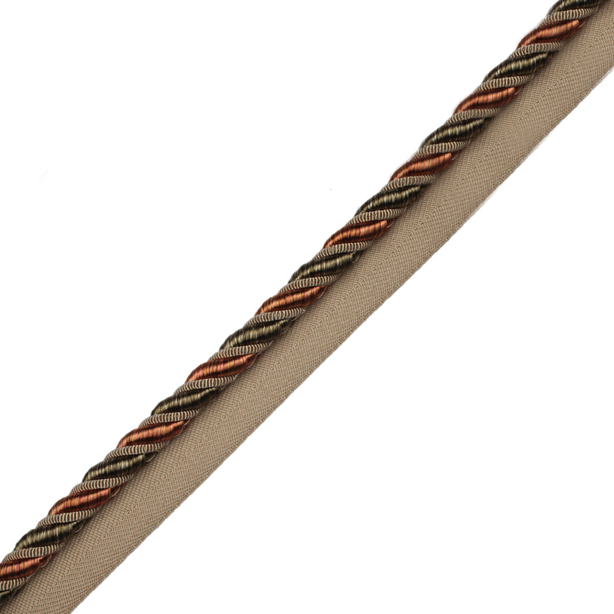 3/8" Aurelia Cord With Tape Trim by Samuel & Sons in Tea