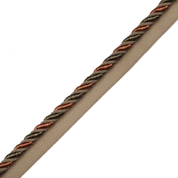 3/8" Aurelia Cord With Tape Trim by Samuel & Sons in Tea