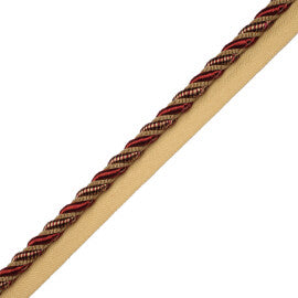 3/8" Aurelia Cord With Tape Trim by Samuel & Sons in Bordeaux/Gold