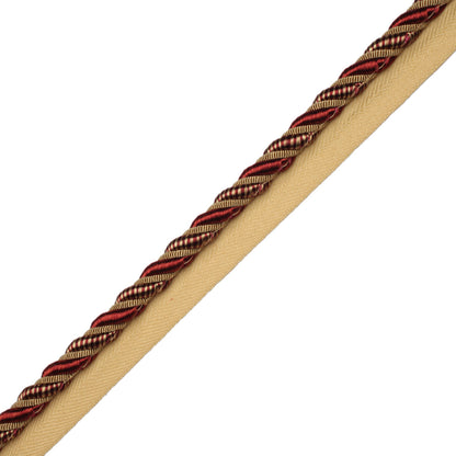 3/8" Aurelia Cord With Tape Trim by Samuel & Sons in Bordeaux/Gold