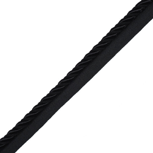 3/8" Aurelia Cord With Tape Trim by Samuel & Sons in Onyx